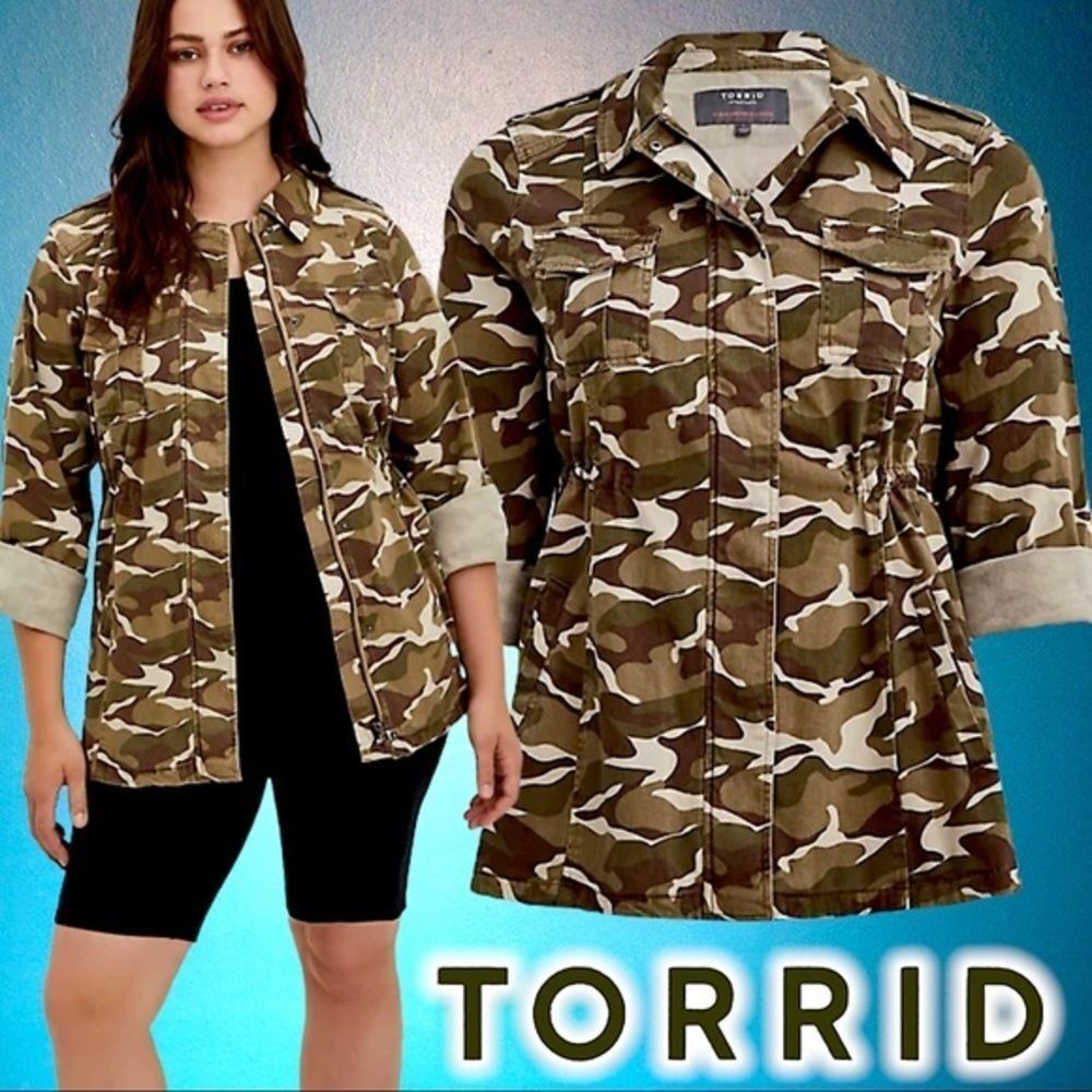 Torrid Camo Embroidered Twill Anorak Jacket Size 2 2XL 18/20 - Picture 3 of 15